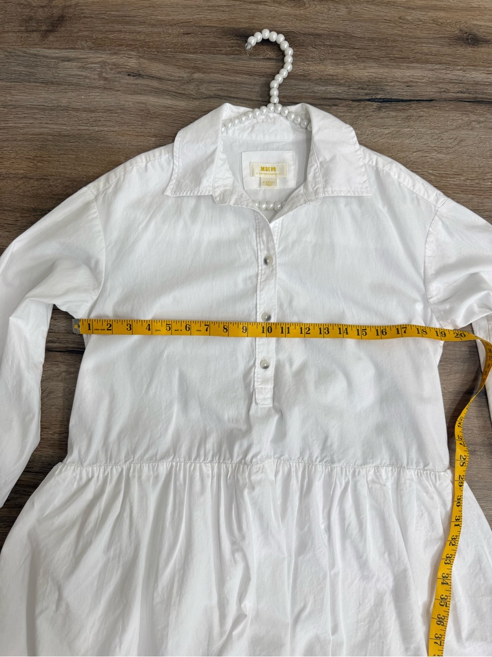 Anthropologie Maeve Bubble Hem Shirt Dress in White size XS-S - Picture 7 of 10